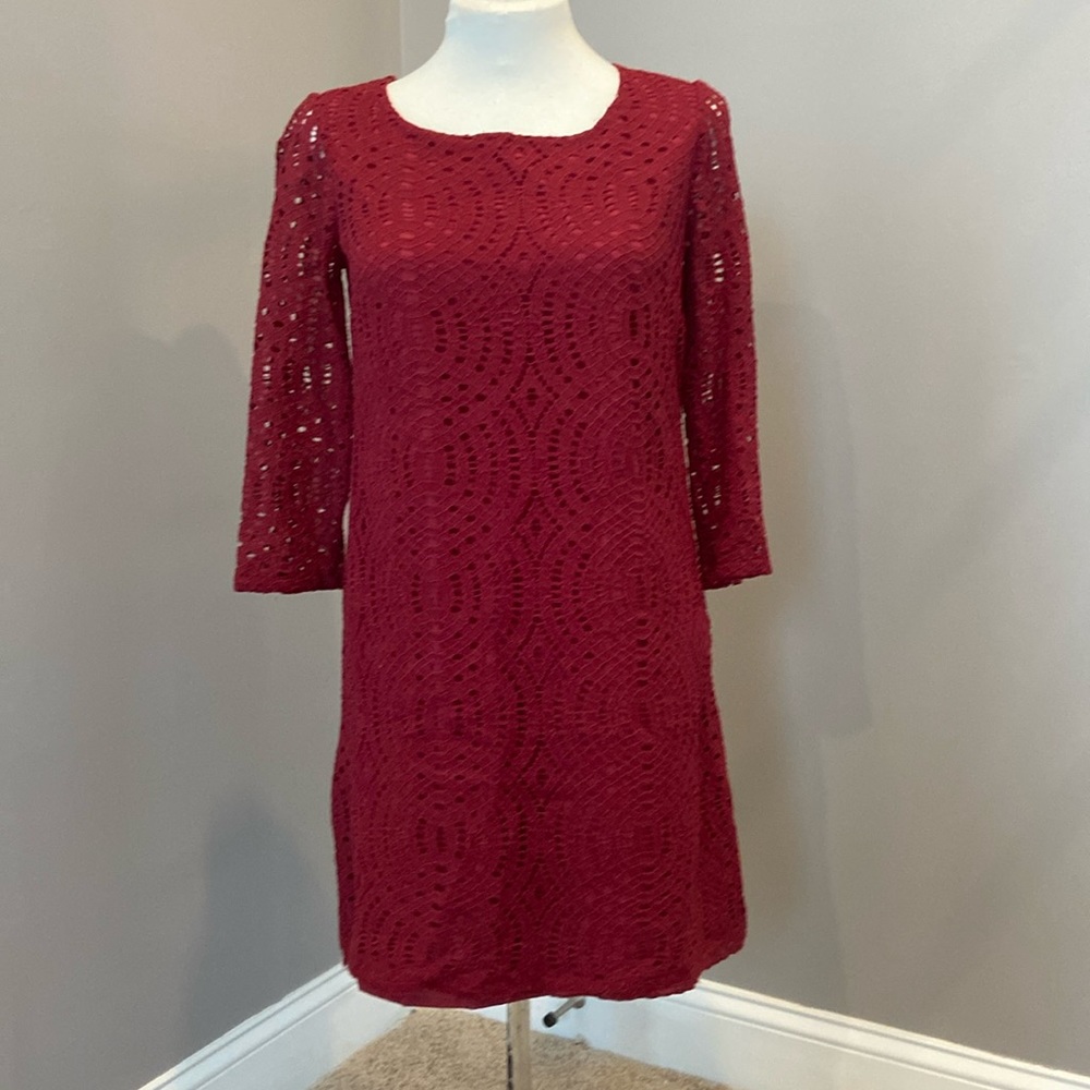 J Crew maroon appliqué Dress
